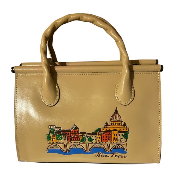 Patricia Nash Handbags - Patricia Nash Tan Satchel with Nice, France Cityscape Art